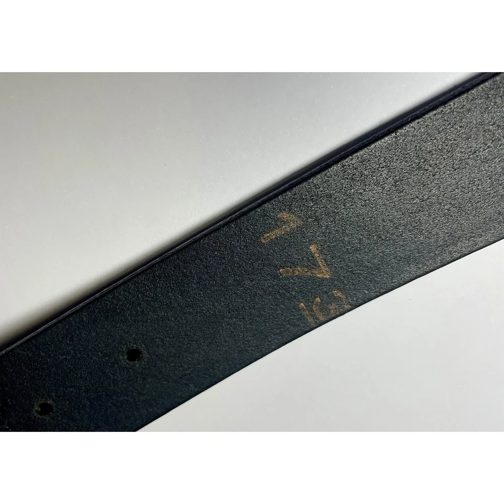 GUESS Black Leather Retro Y2K Men's Belt Made In USA Distressed